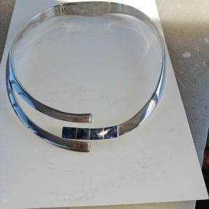 College neckles Stirling silver and blue stones